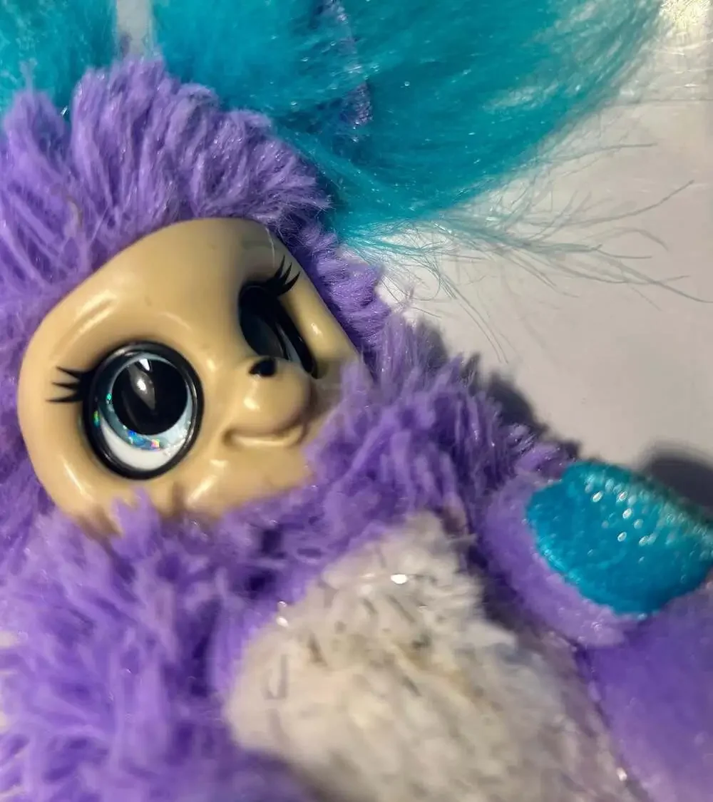 Purple & Teal Bush Baby Raccoon Eyes and ears move puppet